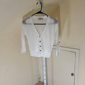 Loft EUC Women's Petite White Lightweight Cardigan Size XXSP